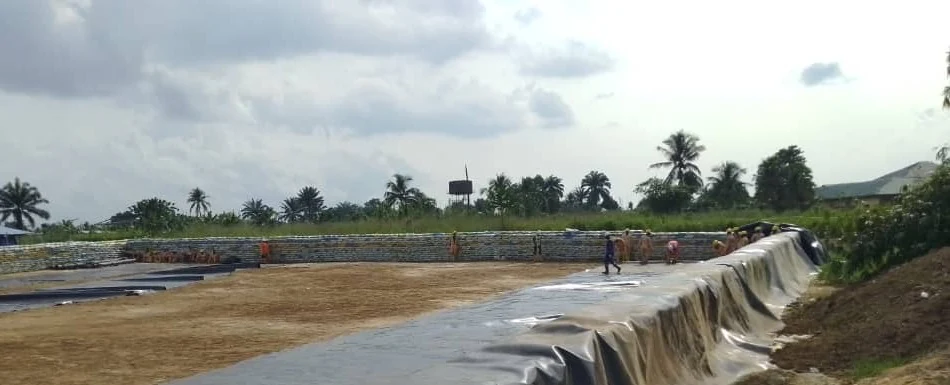 Wide view of the remediation liner site in Gokana